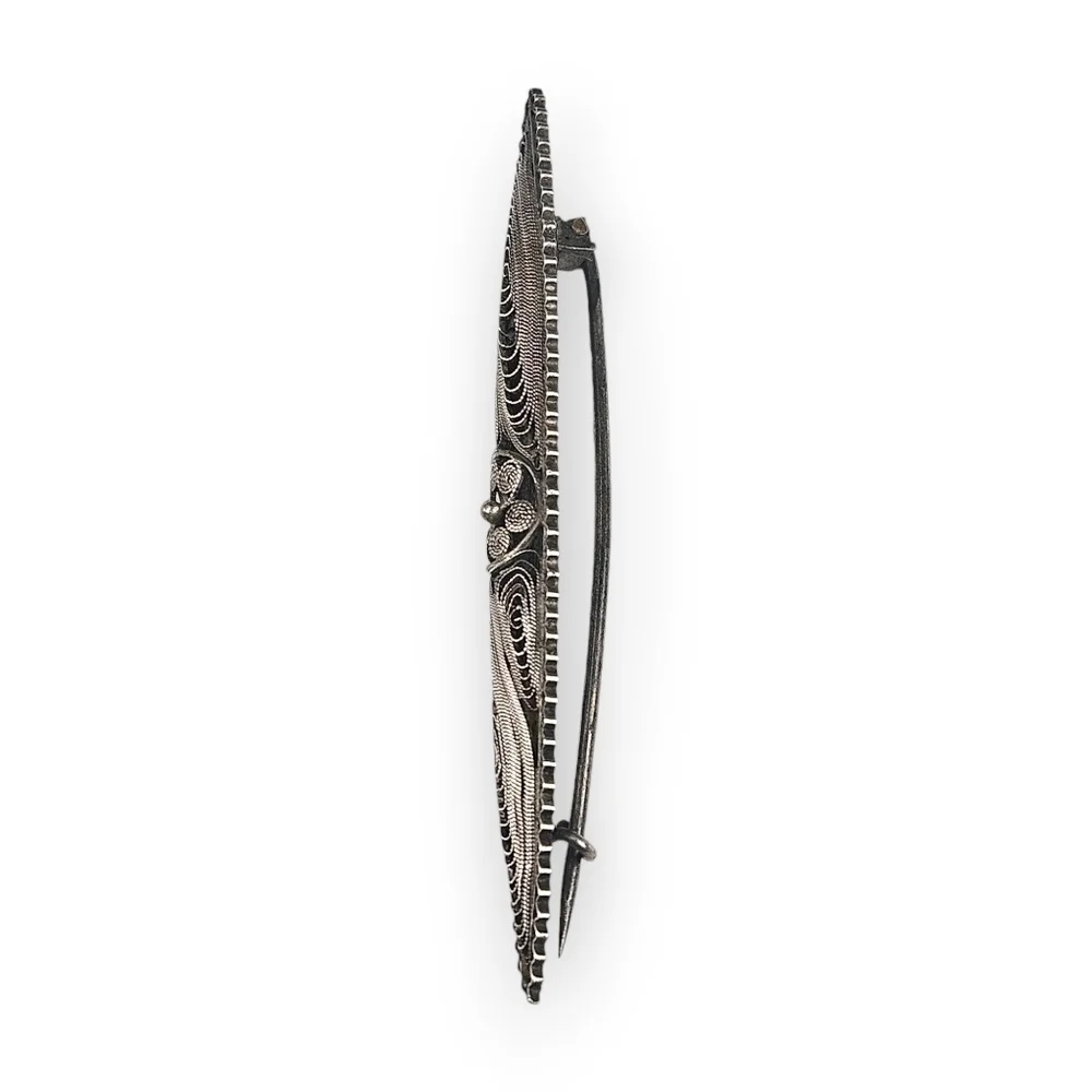 Victorian Cannetille Sterling Brooch Flower Filigree Antique Spun Silver 925